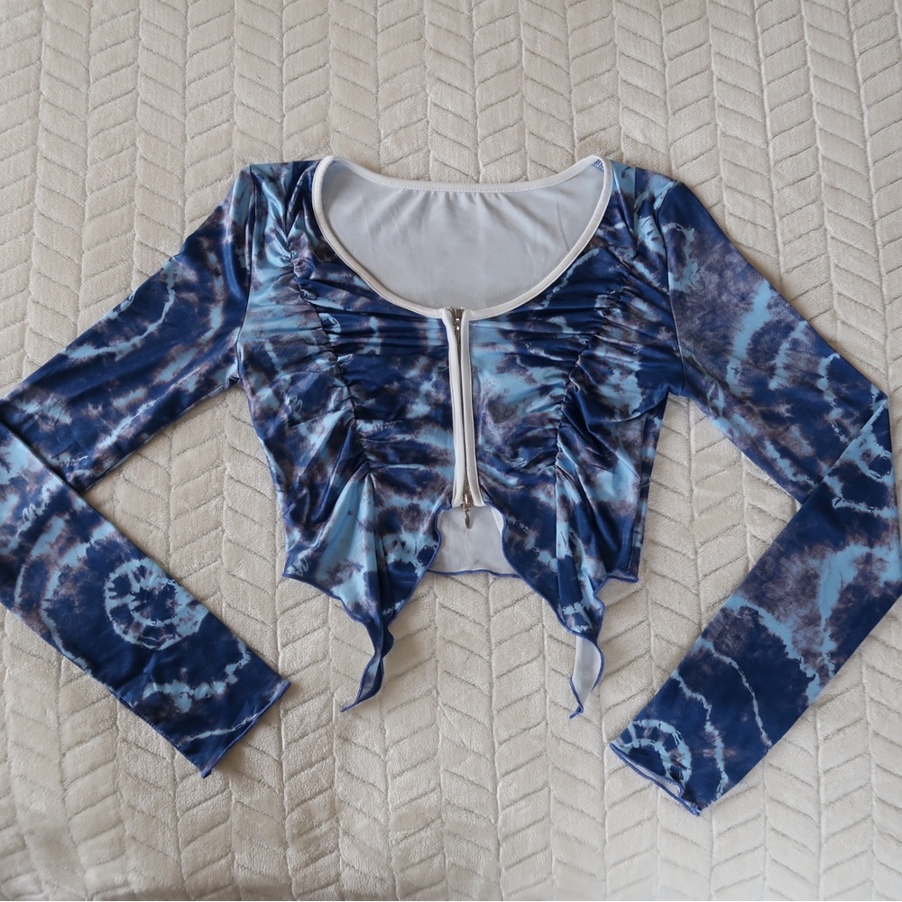 Shein long sleeve crop top with zipper